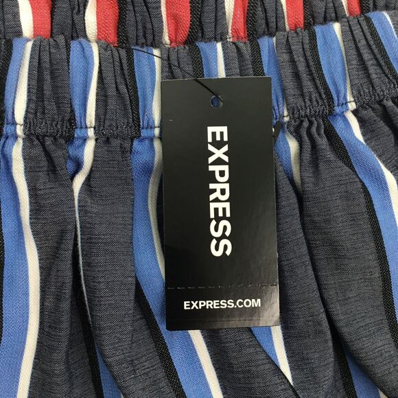 Express Reversible Top Women XS Red White Blue Stripe Off the Shoulder Patriotic - Picture 10 of 13